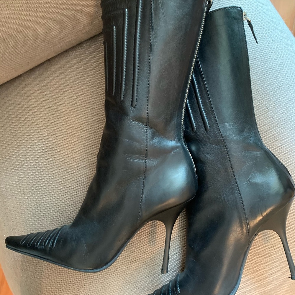 Sebastion Italian Black Leather mid-calf boots